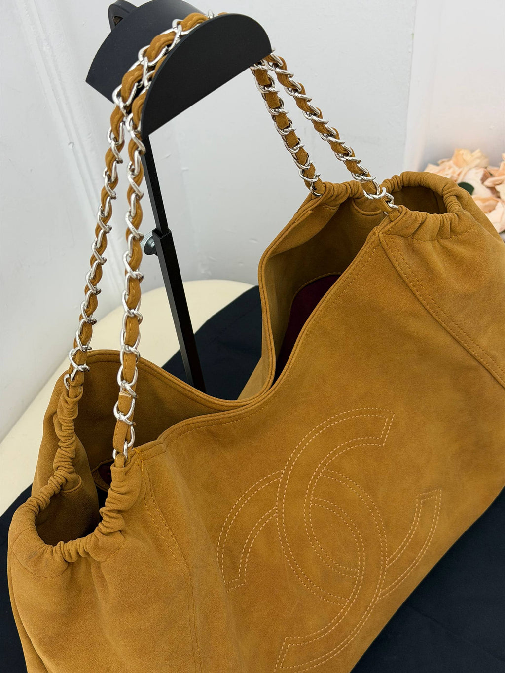 Chanel Suede Shopping Bag Camel