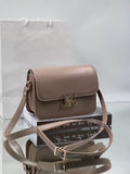 CELINE Triomphe Leather Crossbody Bag Beige