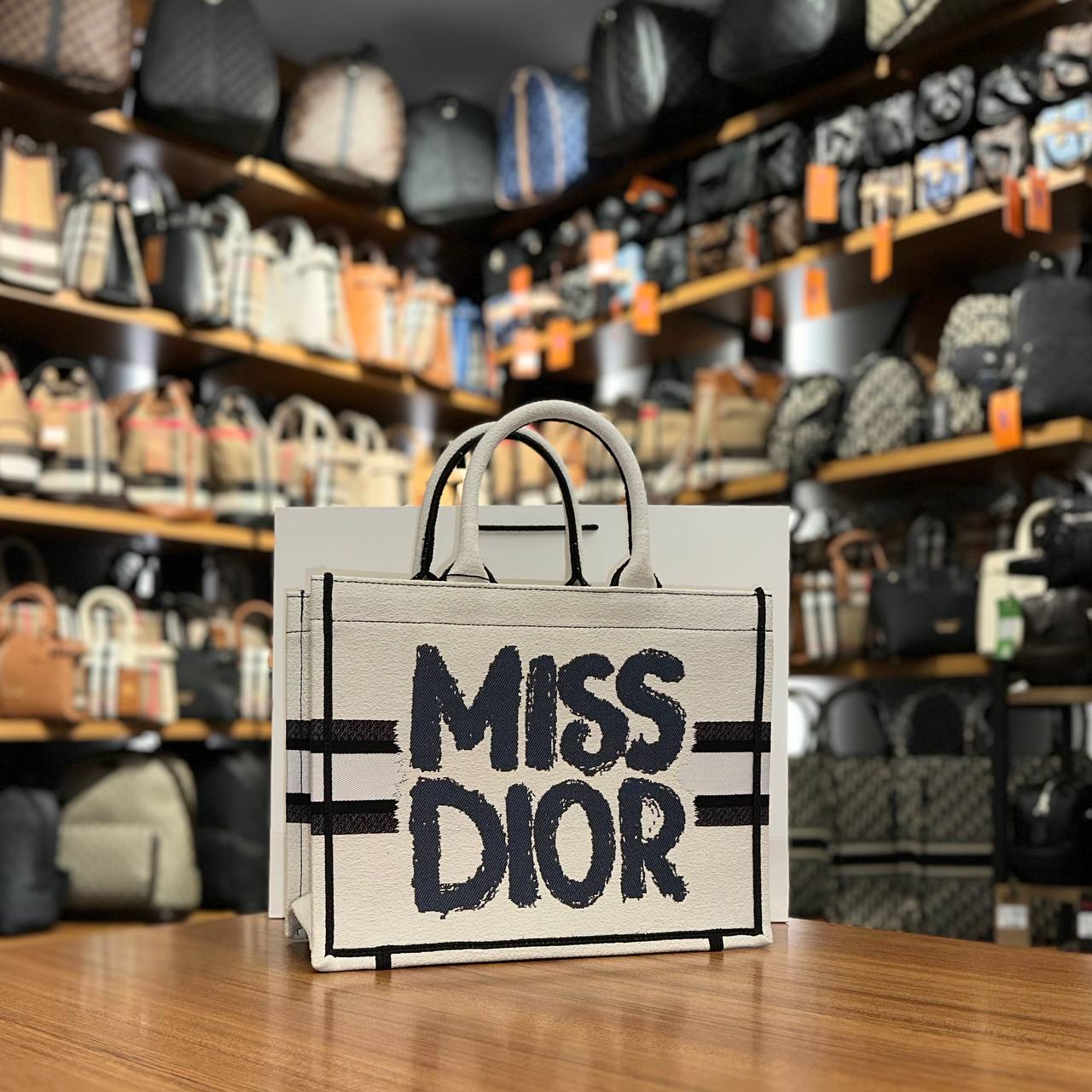 Christian Dior Book Tote Miss Dior White