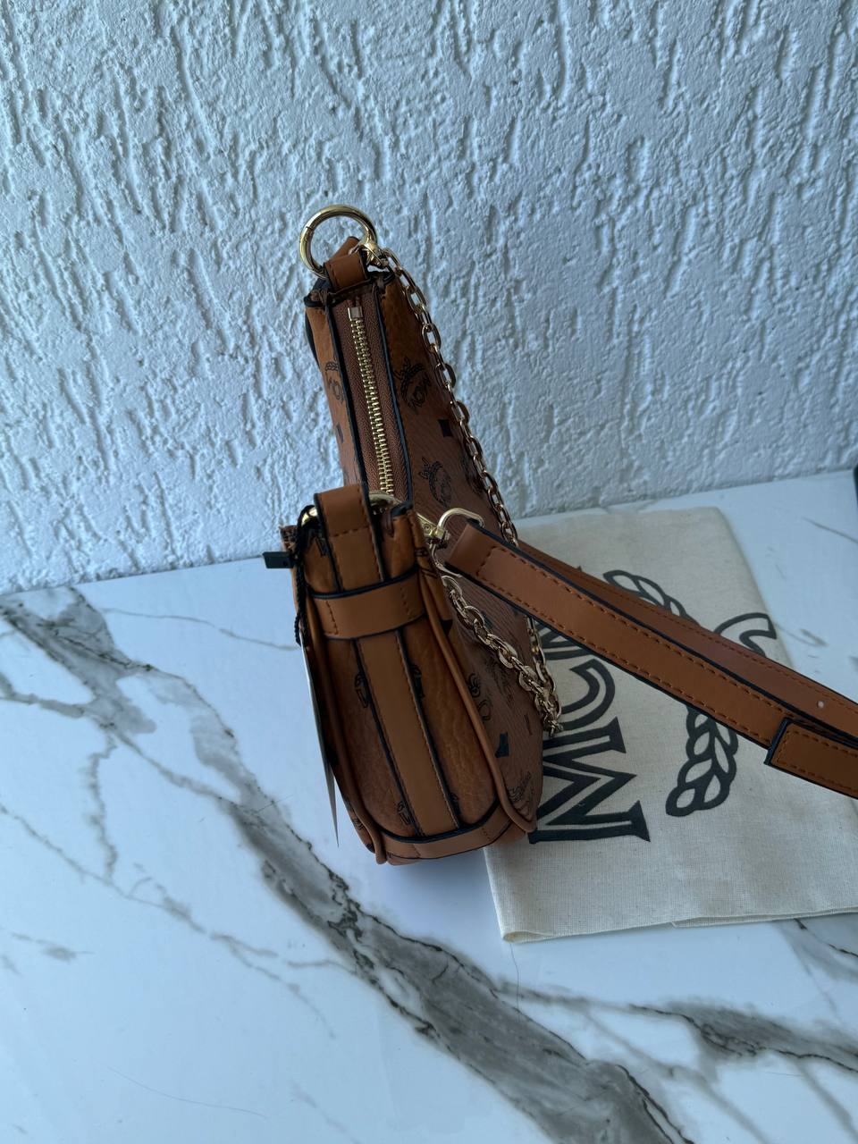 MCM Hobo Bag Cognac Visetos