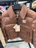 Miu Miu Cropped Puffer Jacket Brown