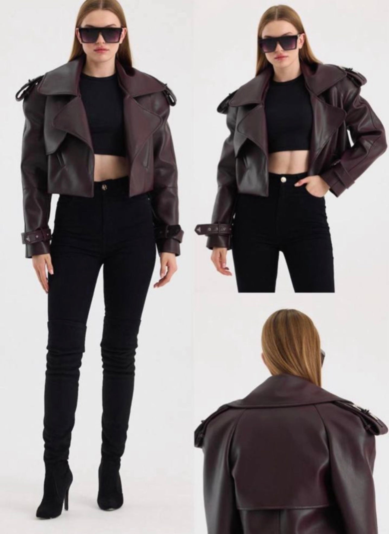 Prada Leather Bomber Jacket Bordeaux