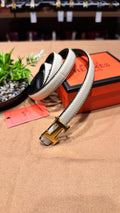 Hermès Η Reversible Leather Belt 3 cm White