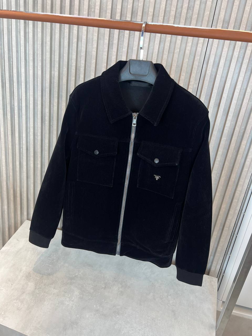 Prada Corduroy Zip Jacket Black