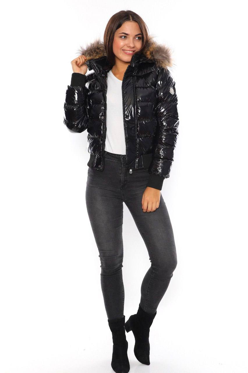 Moncler Fur Hood Puffer Jacket Black