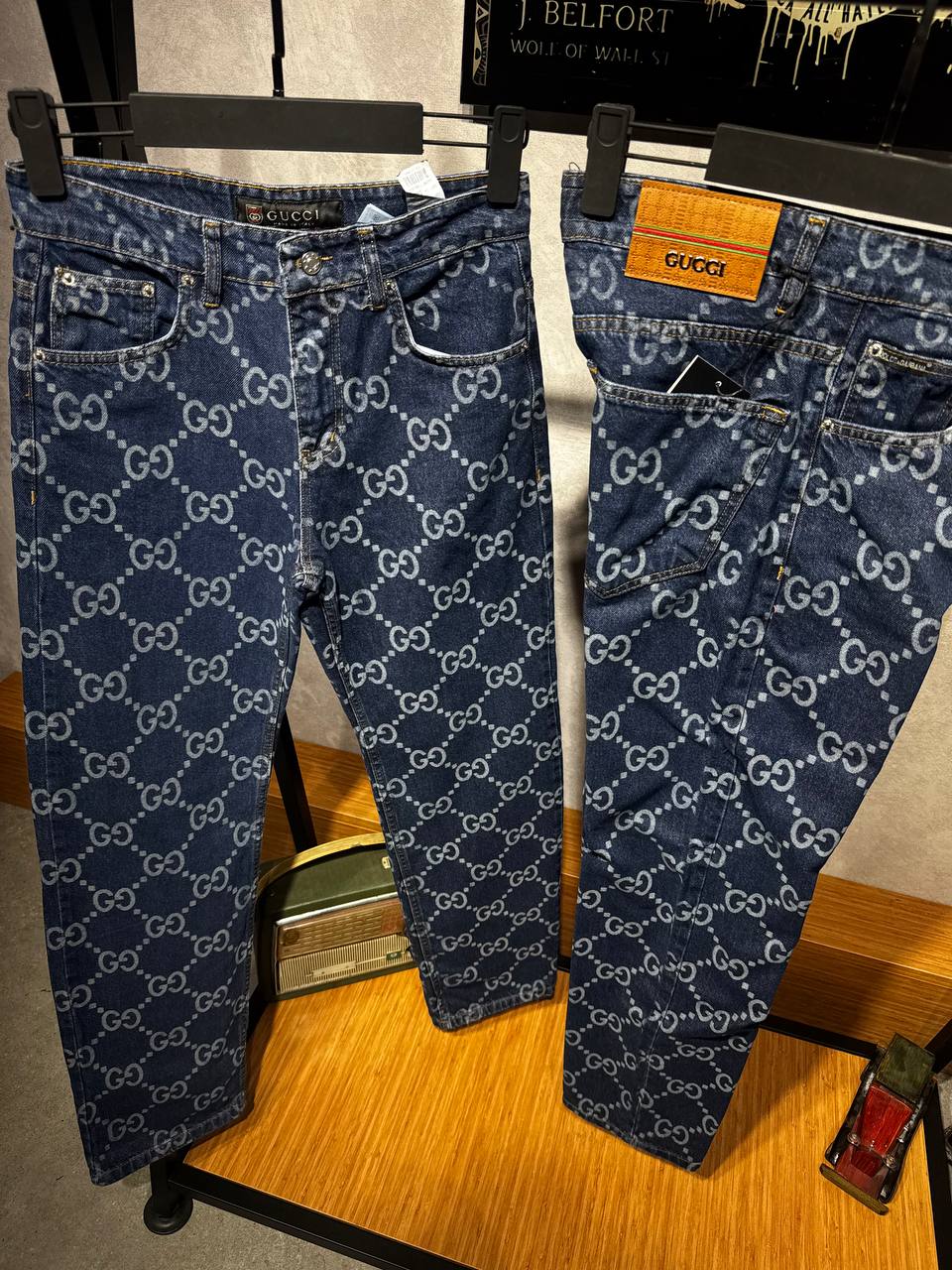 Gucci GG Monogram Denim Jeans Blue