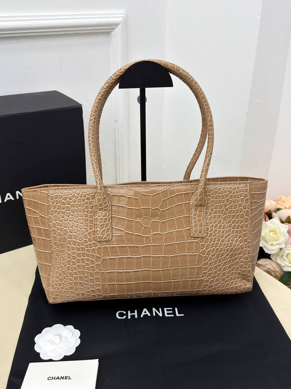 CHANEL Gabrielle Bucket Bag Suede Beige