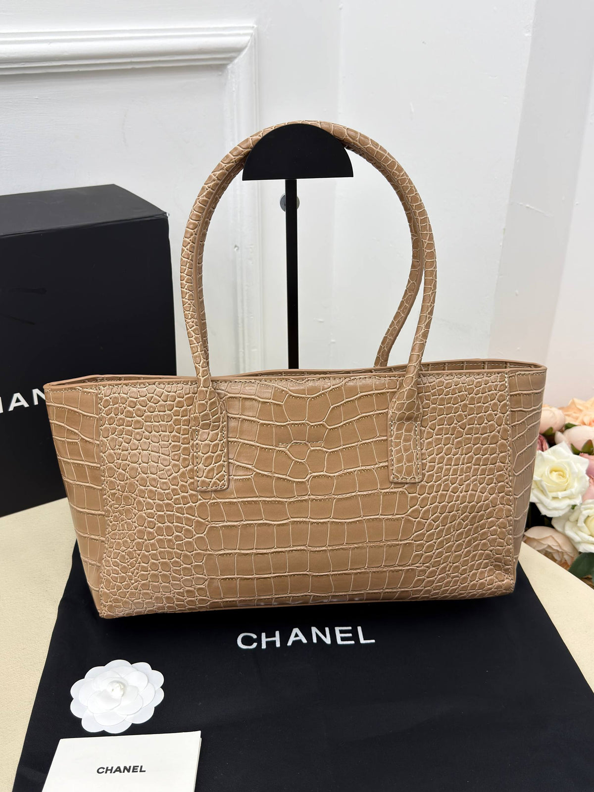 CHANEL Gabrielle Bucket Bag Suede Beige