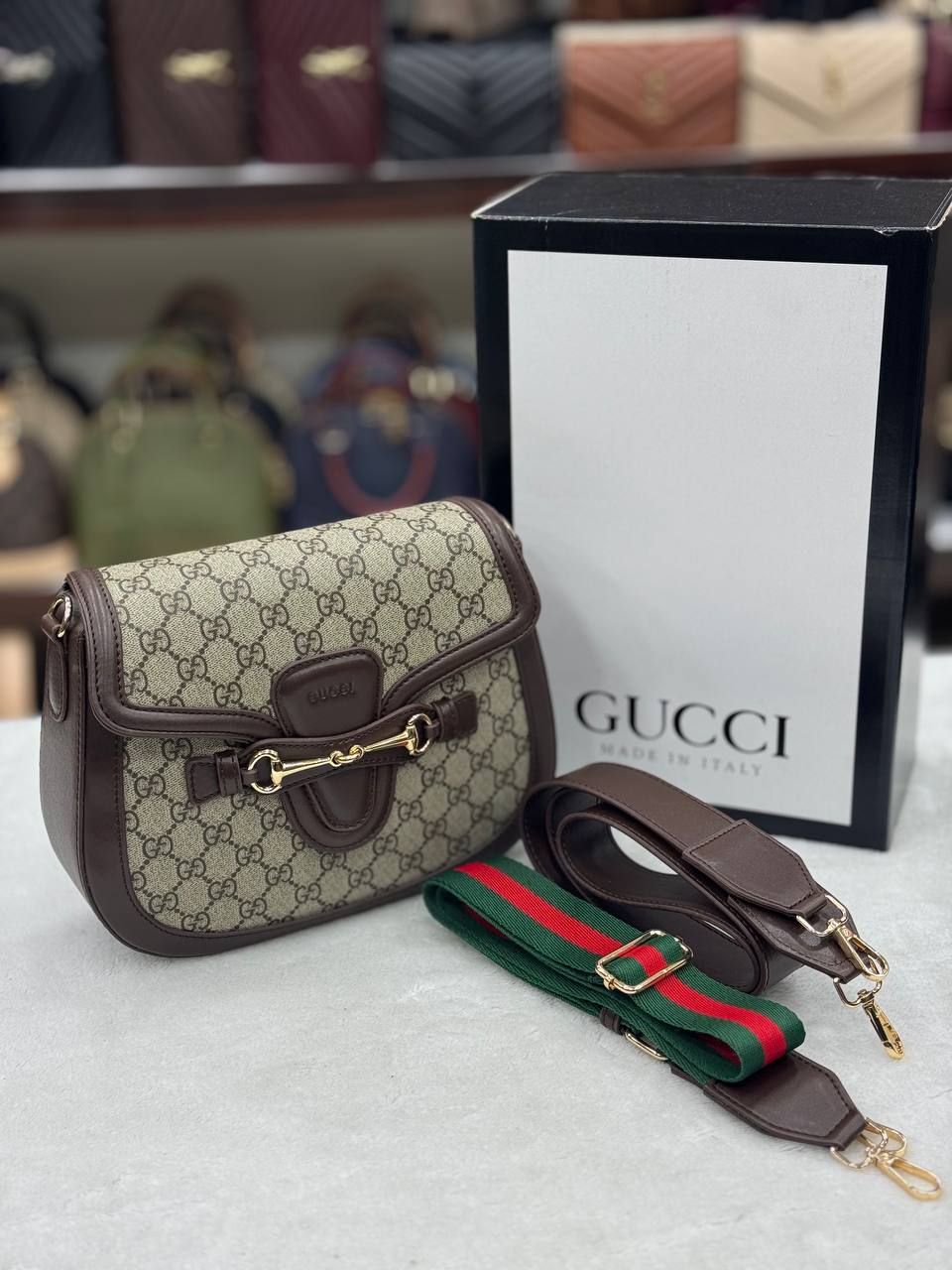 Gucci Horsebit Shoulder Bag Brown