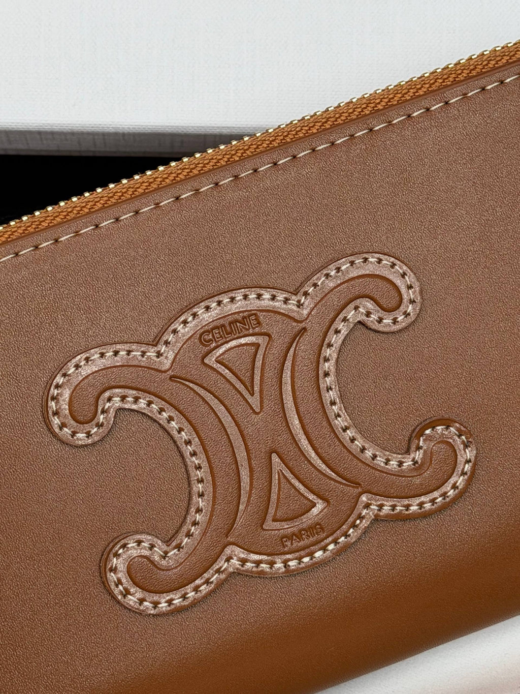 Celine Triomphe Zip Around Wallet Brown