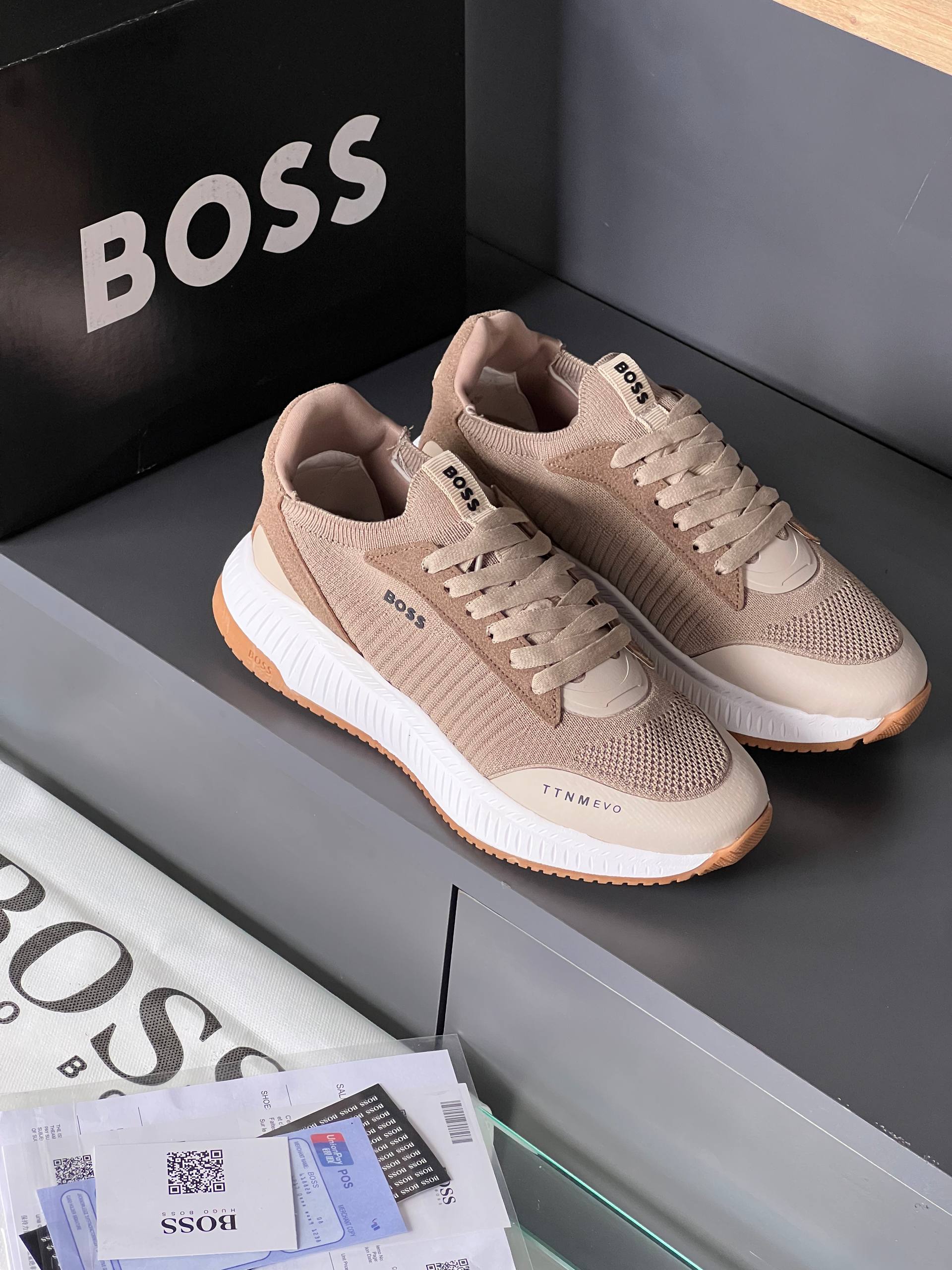Boss Knit Sneakers Beige