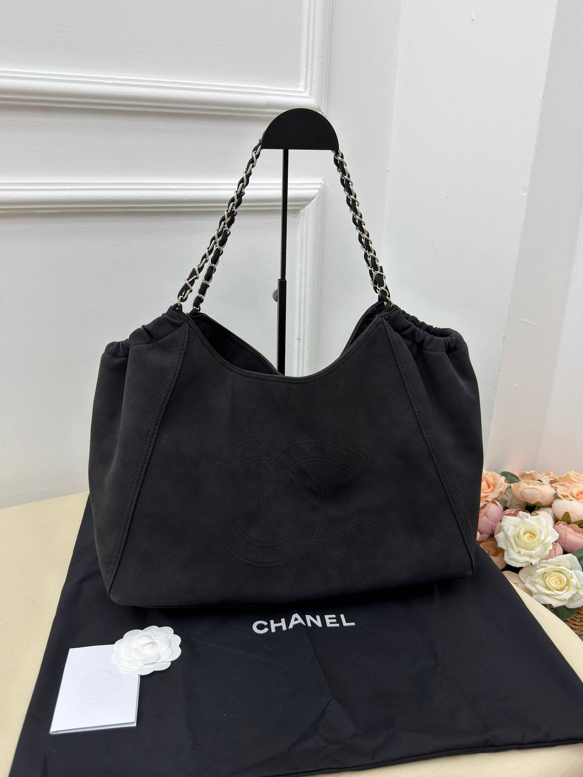 Chanel Suede Shopping Bag Black