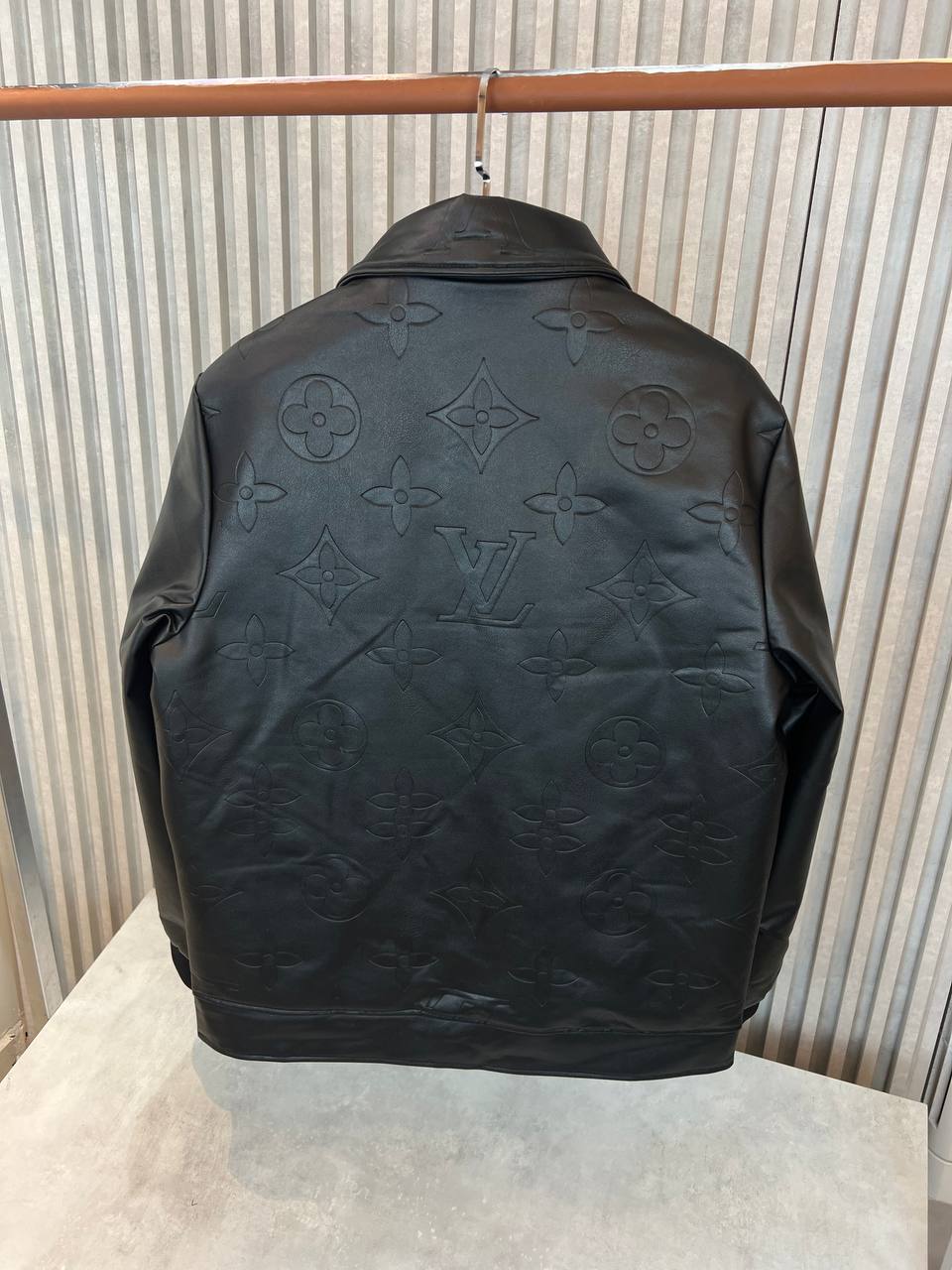 Louis Vuitton Monogram Embossed Leather Jacket Black