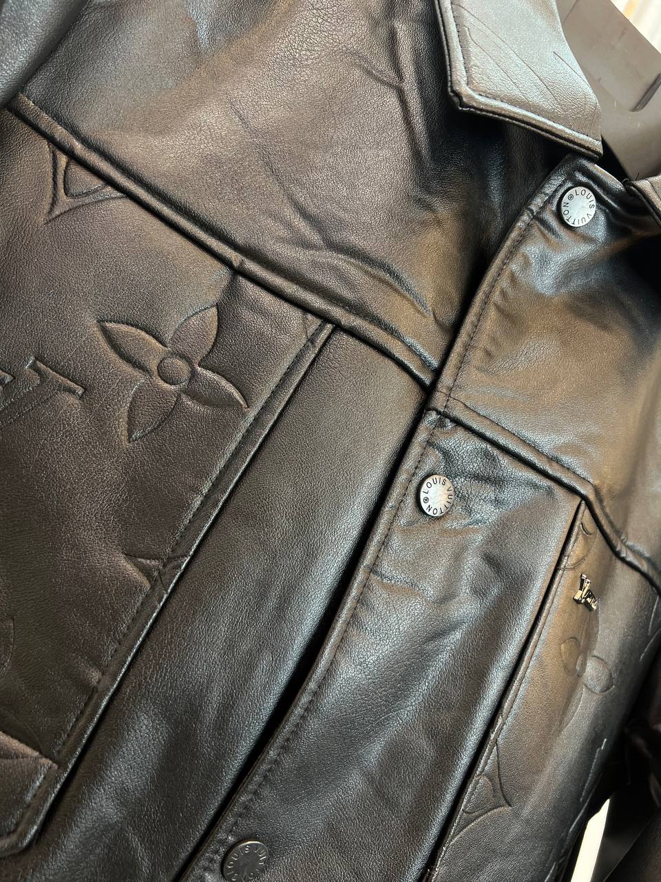Louis Vuitton Monogram Embossed Leather Jacket Black