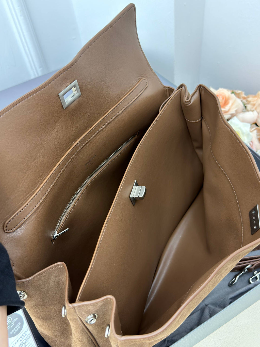 Balenciaga Suede Shoulder Bag Brown