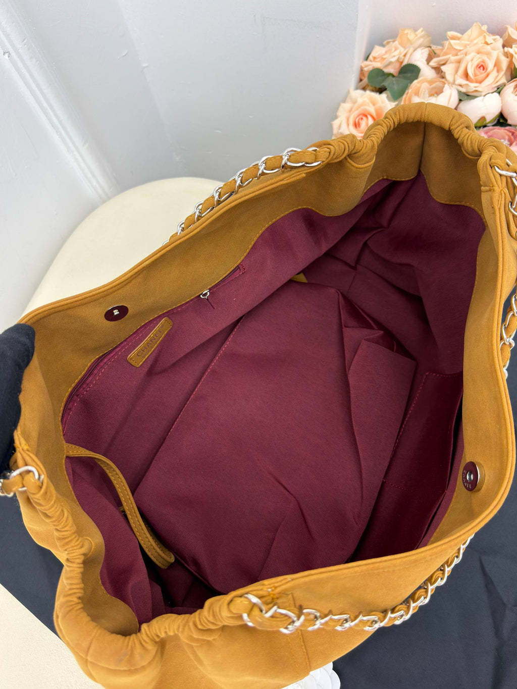Chanel Suede Shopping Bag Camel