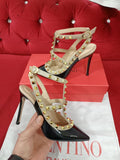Valentino Rockstud Slingback Heels Black Nude