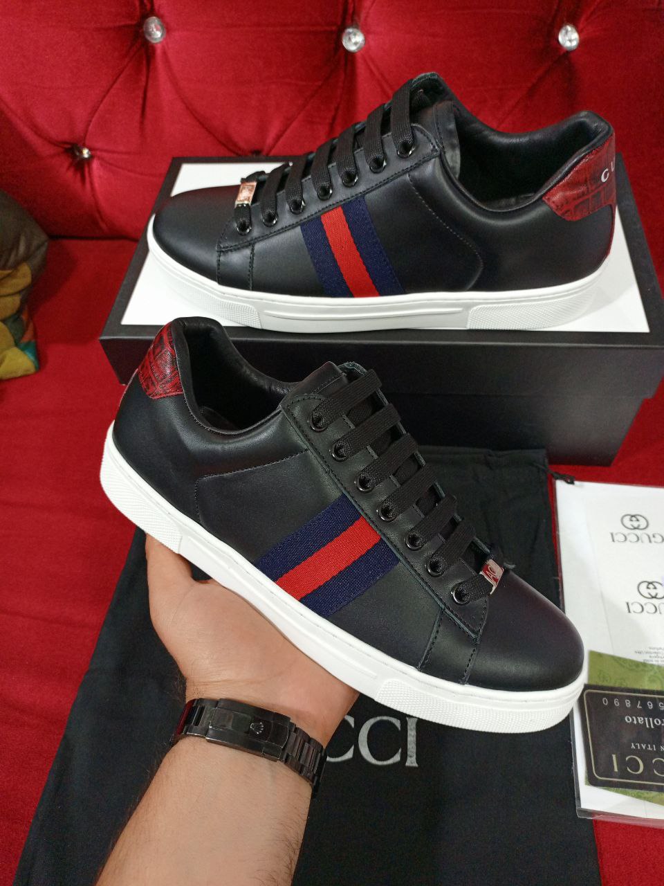 Gucci Ace Leather Sneakers Black
