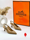 Hermes Kelly Mules Beige