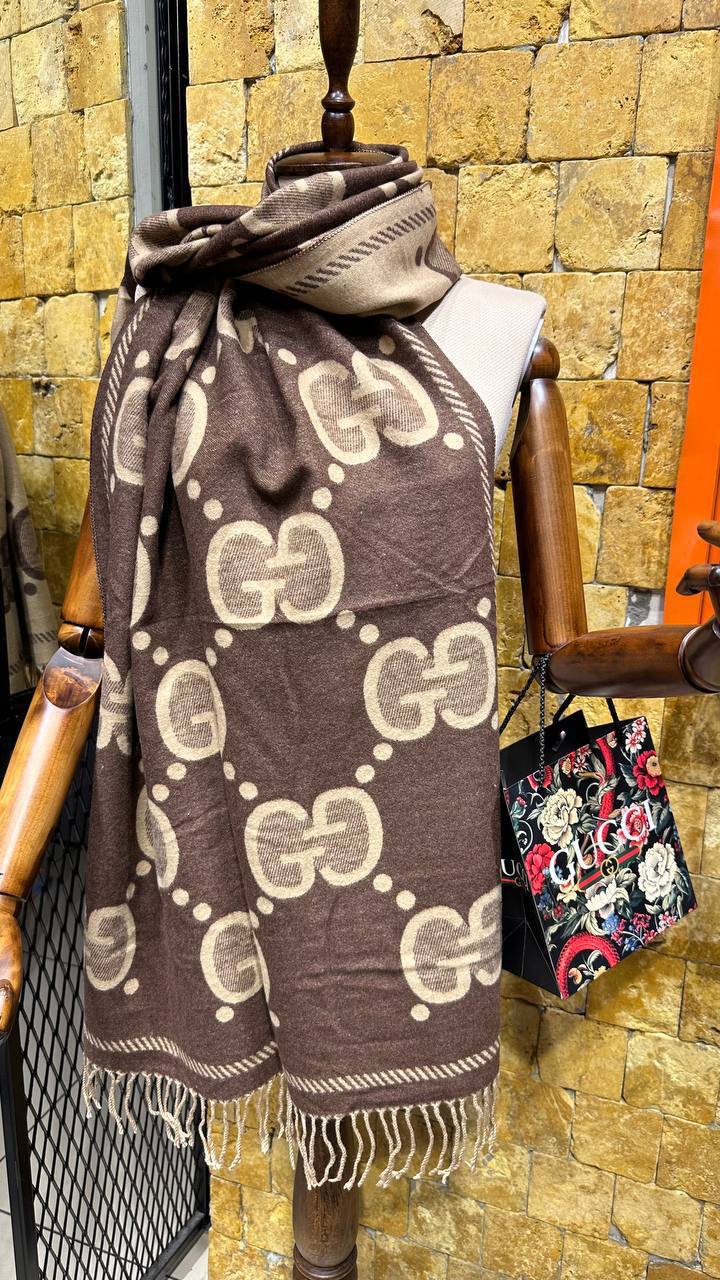 Gucci GG Cashmere Scarf Brown