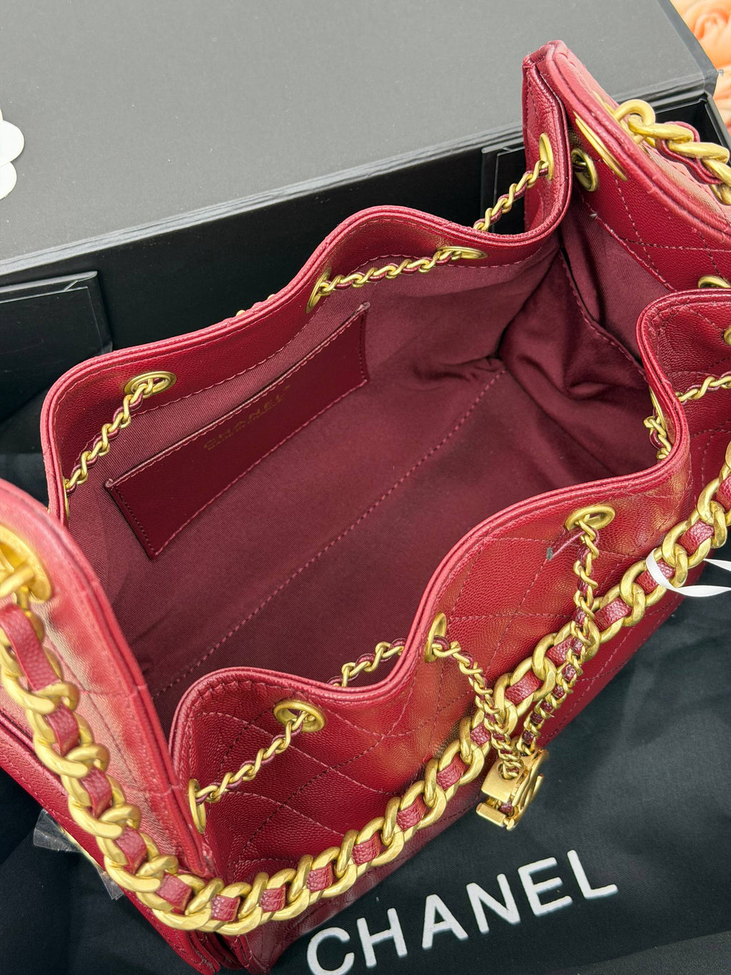 CHANEL Gabrielle Bucket Bag Burgundy
