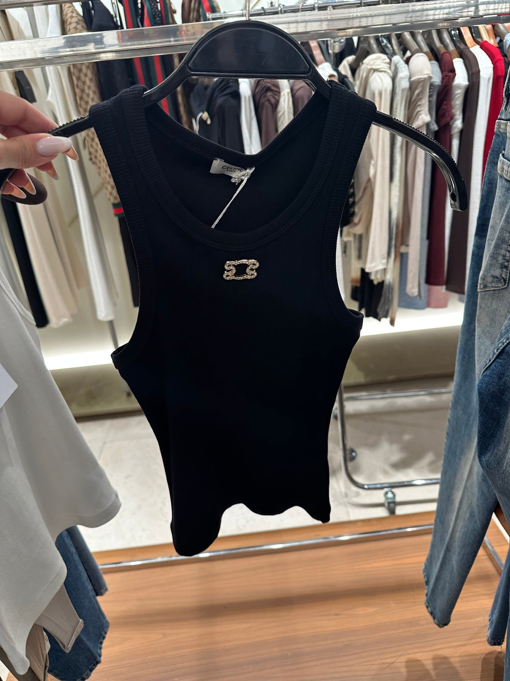 CELINE Triomphe Black Tank Top