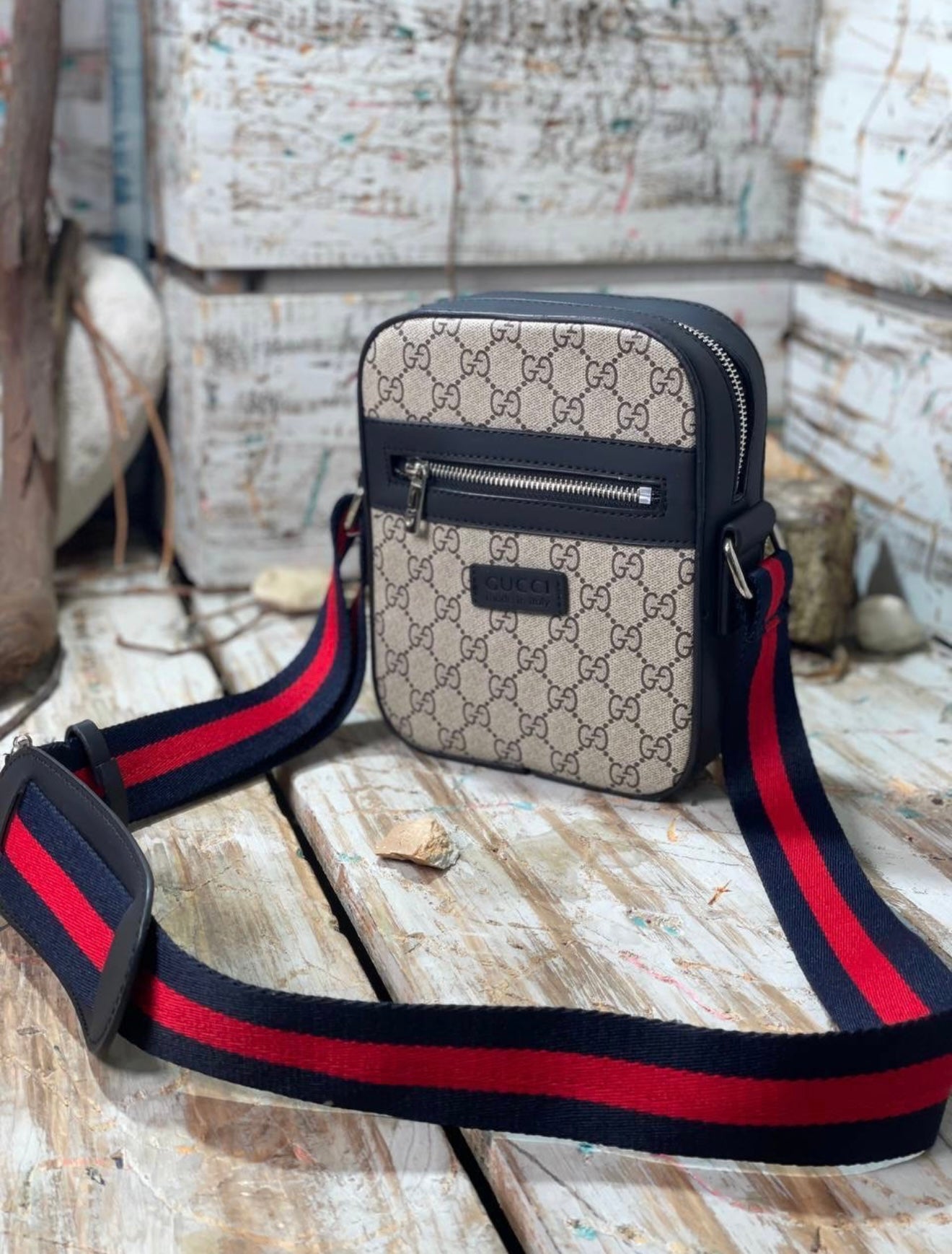 Gucci GG Supreme Crossbody Bag Beige