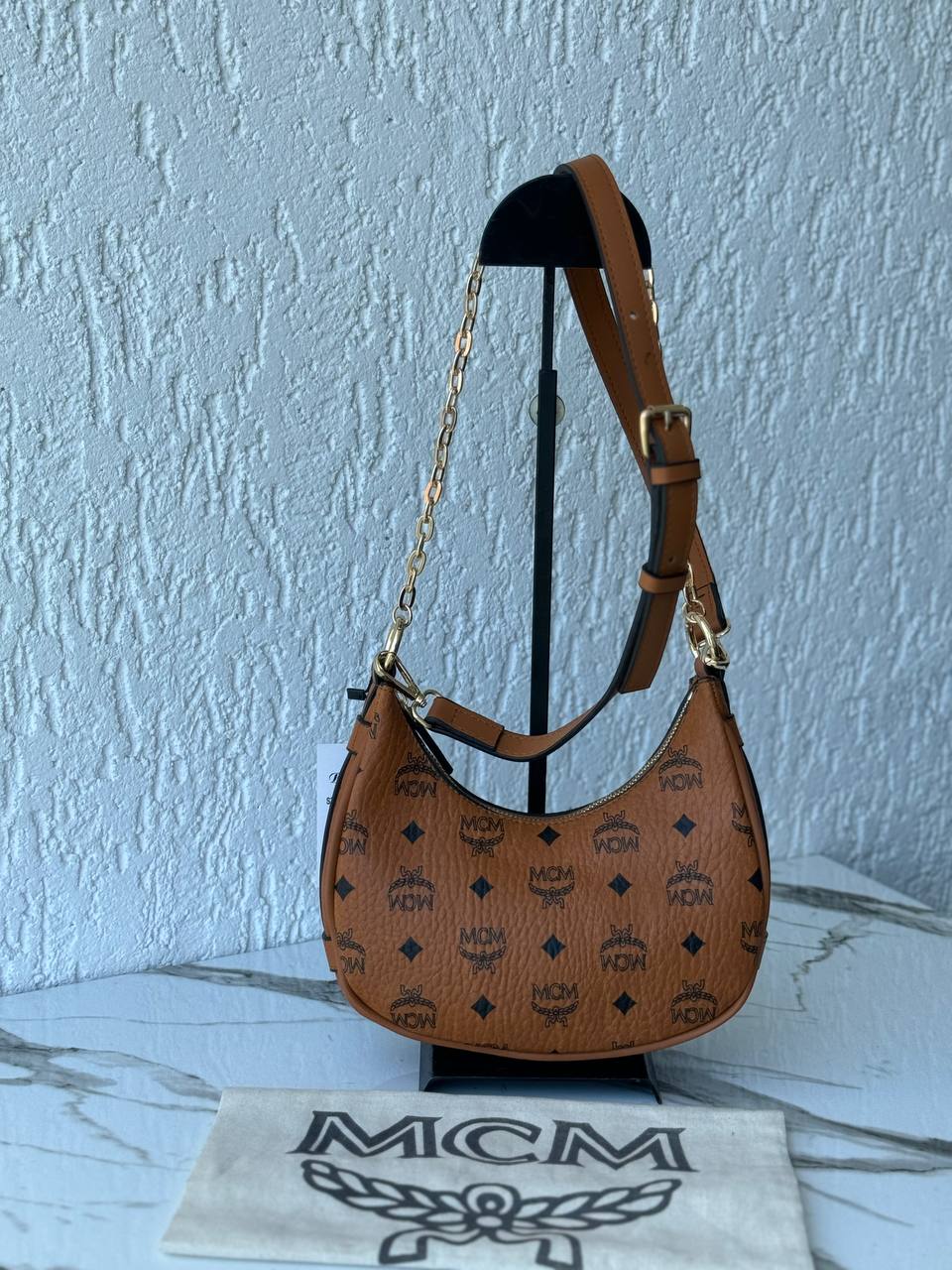 MCM Hobo Bag Cognac Visetos