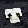 Van Cleef Inspired Clover Black Stud Earrings