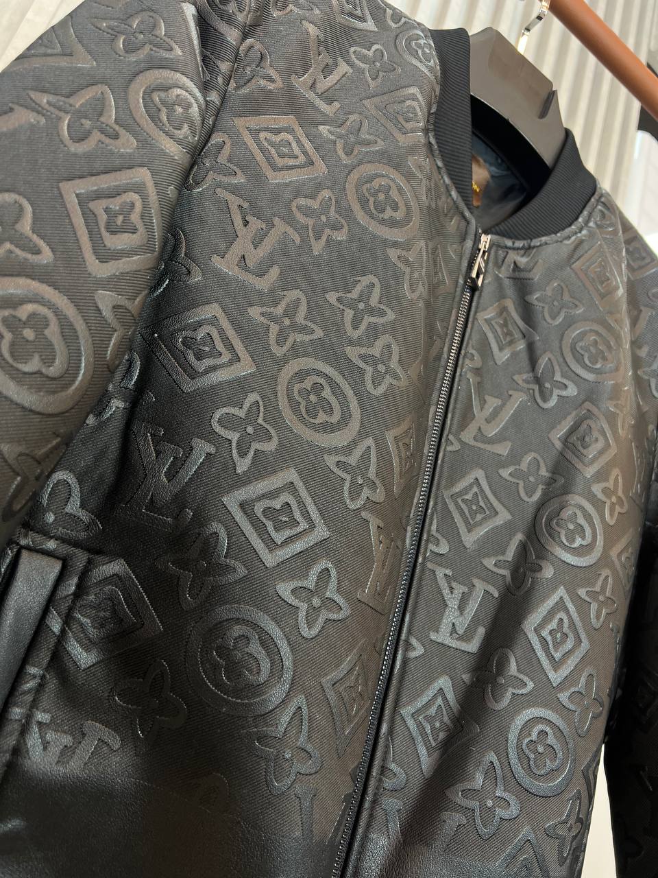 Louis Vuitton Monogram Embossed Bomber Jacket Black