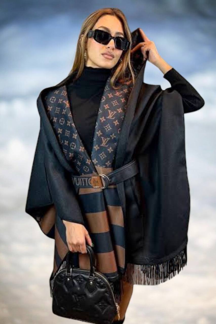 Louis Vuitton Monogram Hooded Coat Black