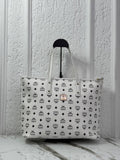 MCM Shopper Tote White Visetos