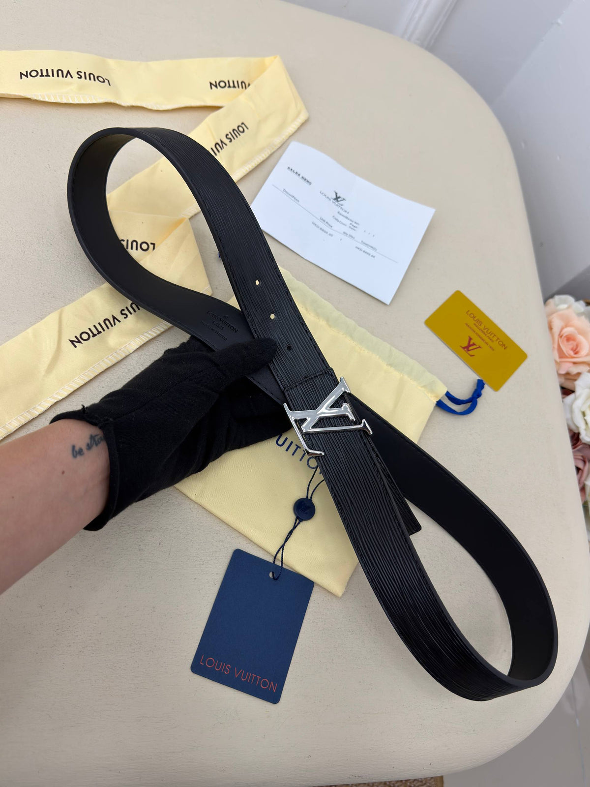 Louis Vuitton LV Initiales Monogram Belt Black Silver