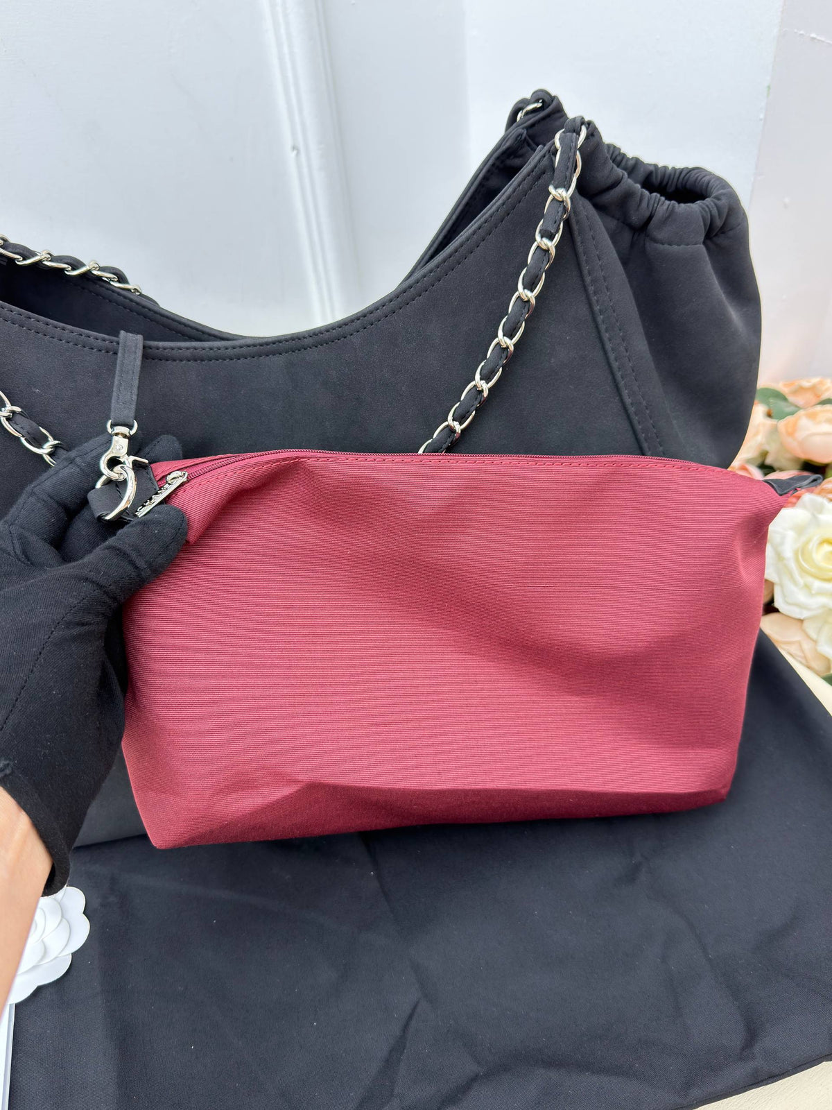 Chanel Suede Shopping Bag Black