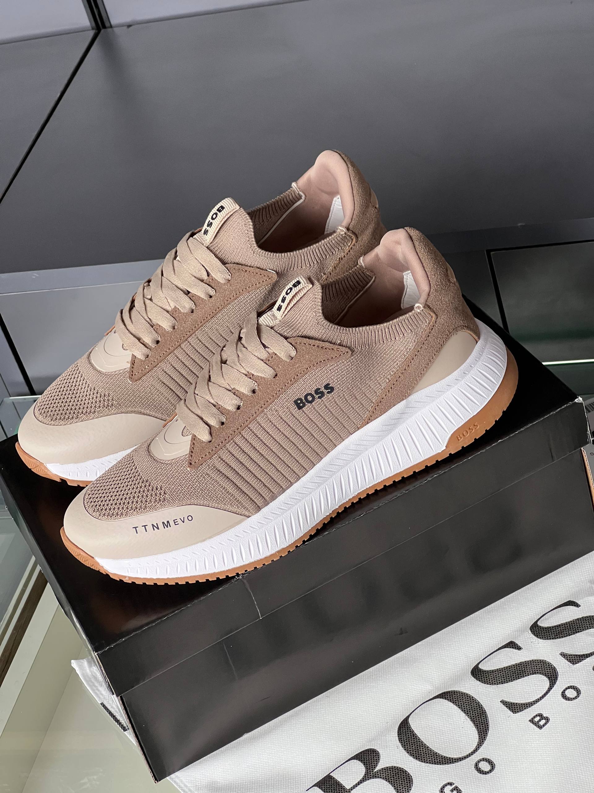 Boss Knit Sneakers Beige