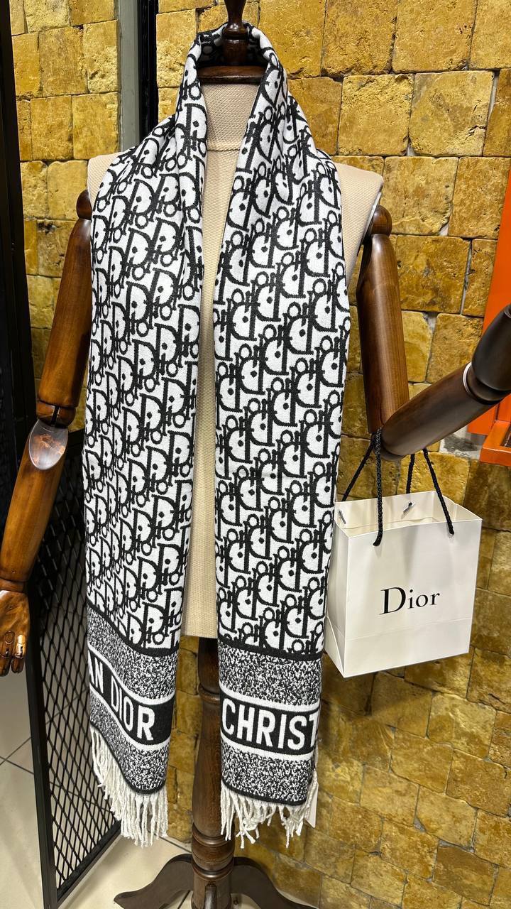 Christian Dior Κασμιρένιο Κασκόλ Μαύρο