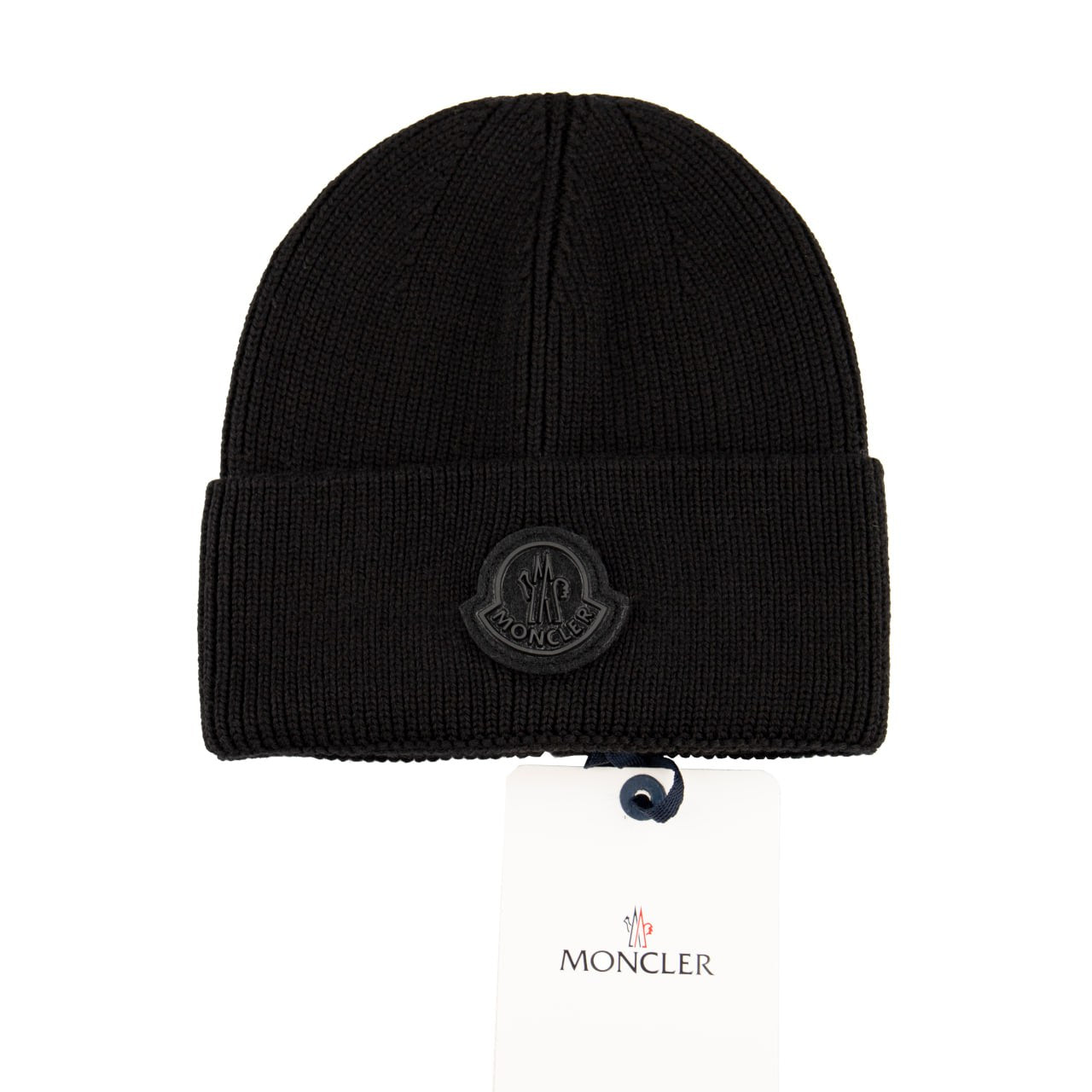 Moncler Logo Ribbed Beanie Black