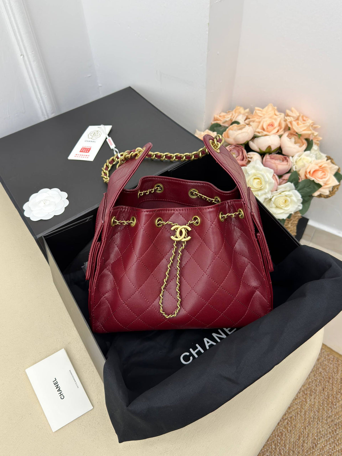 CHANEL Gabrielle Bucket Bag Burgundy