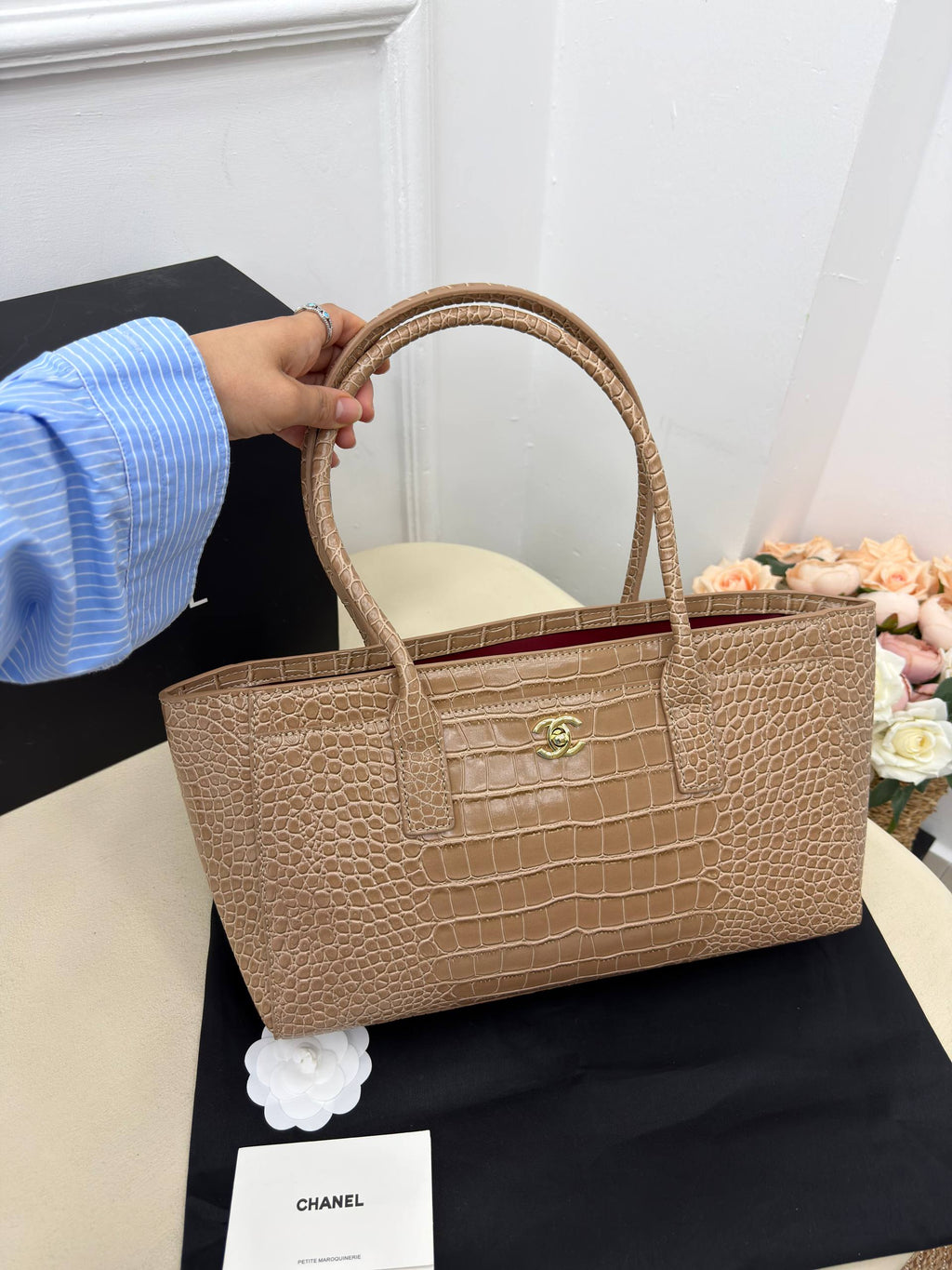CHANEL Gabrielle Bucket Bag Suede Beige