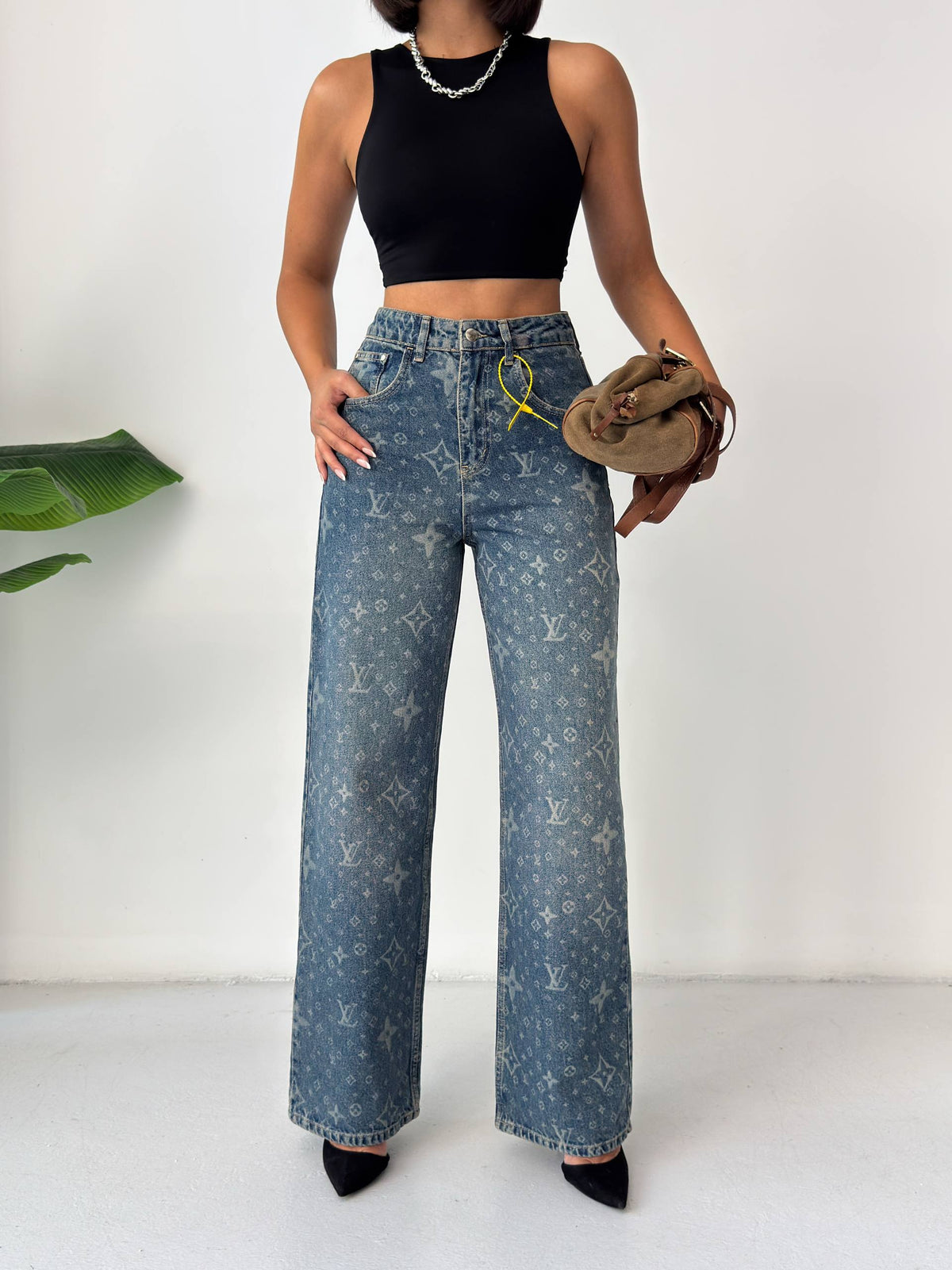 Louis Vuitton Monogram Wide Leg Jeans Blue