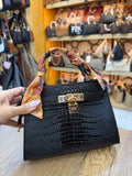 Hermès Kelly Croco Style Handbag Black