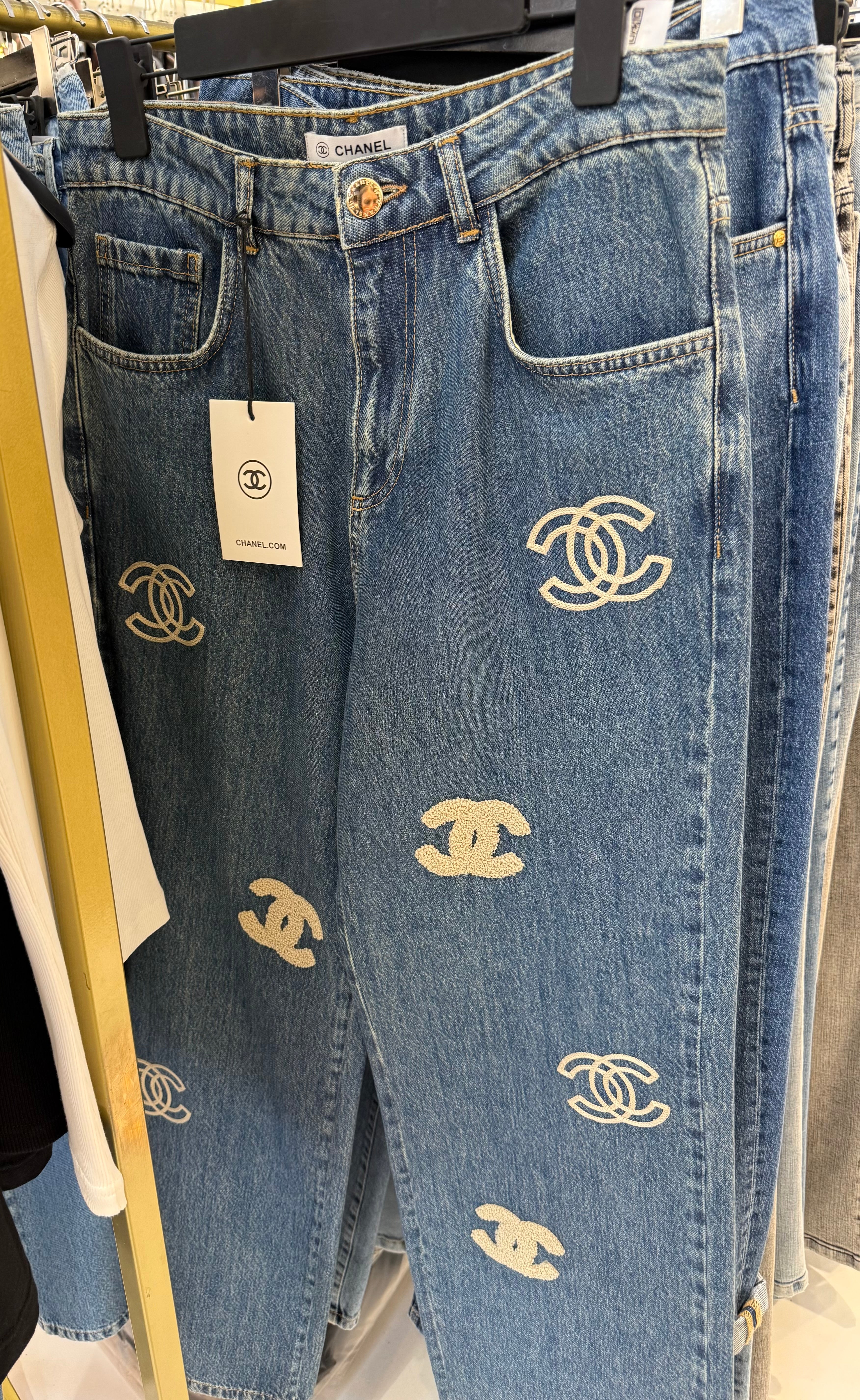 Chanel CC Logo Wide Leg Jeans