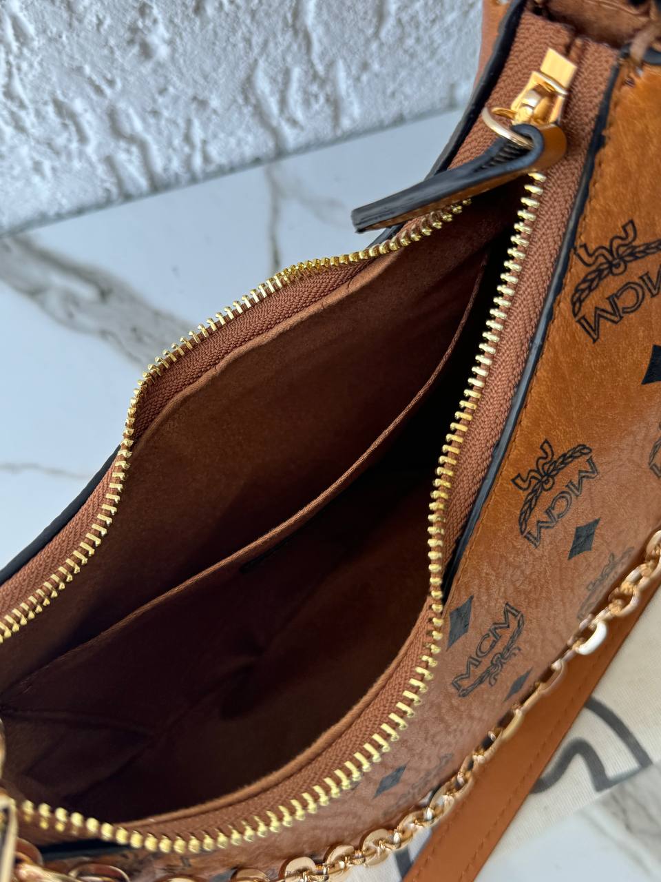 MCM Hobo Bag Cognac Visetos