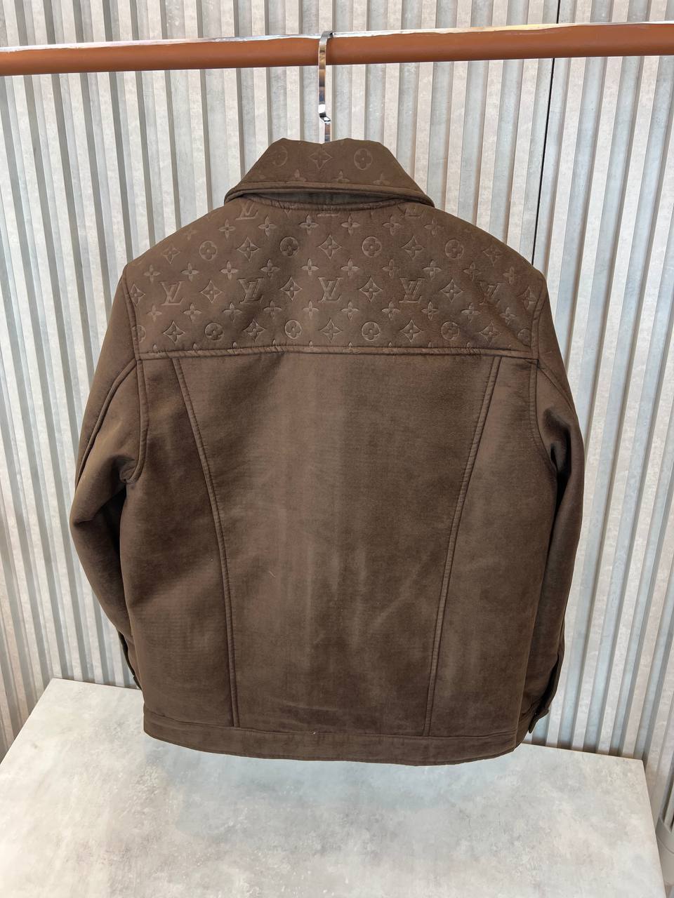 Louis Vuitton Monogram Suede-Effect Trucker Jacket Brown