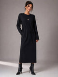 Guess Maxi Drawstring Dress Black