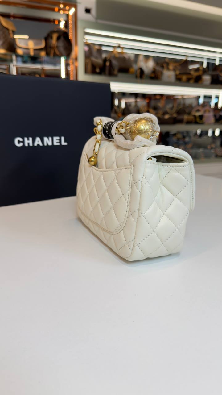 Chanel Mini Classic Flap Bag White Lambskin