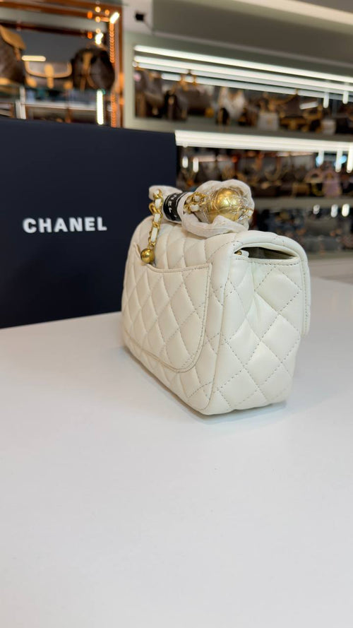 Chanel Mini Classic Flap Bag White Lambskin