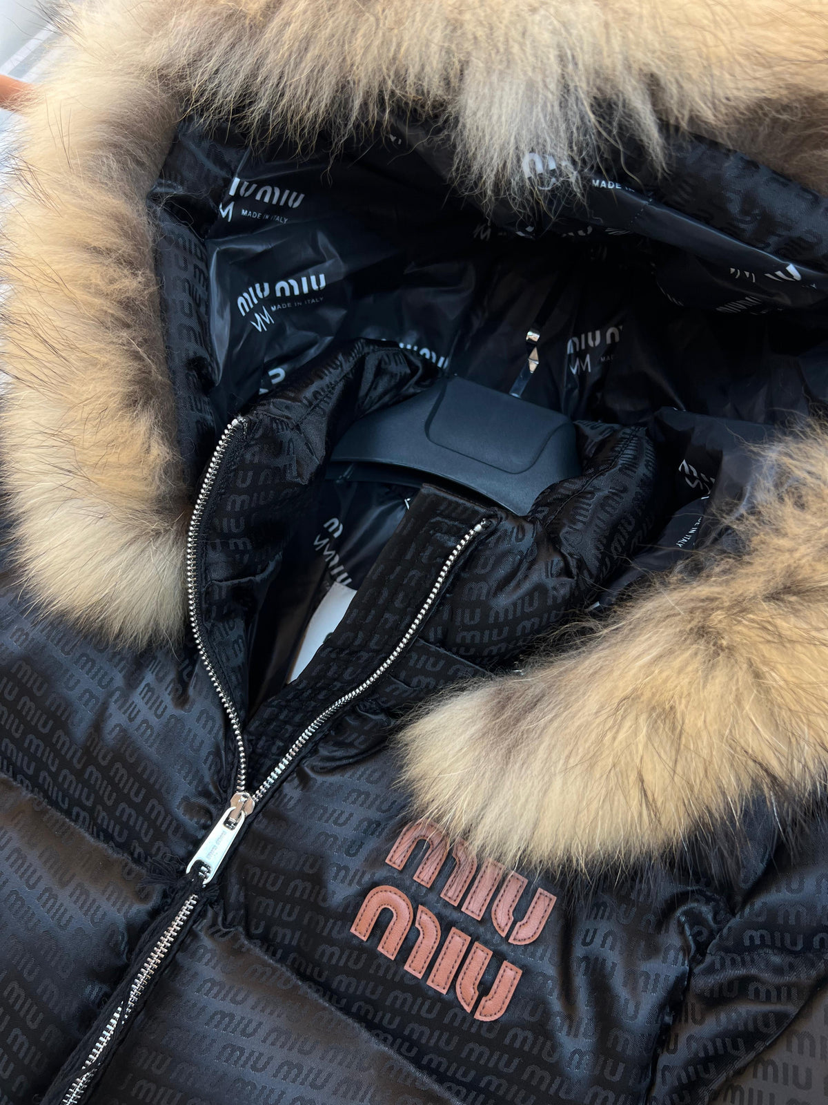 Miu Miu Monogram Puffer Jacket Black