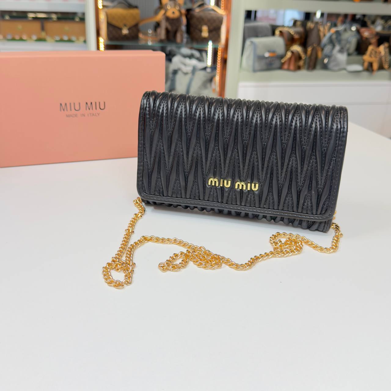 Miu Miu Matelassé Chain Black