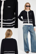Miu Miu Contrast Trim Cardigan Black